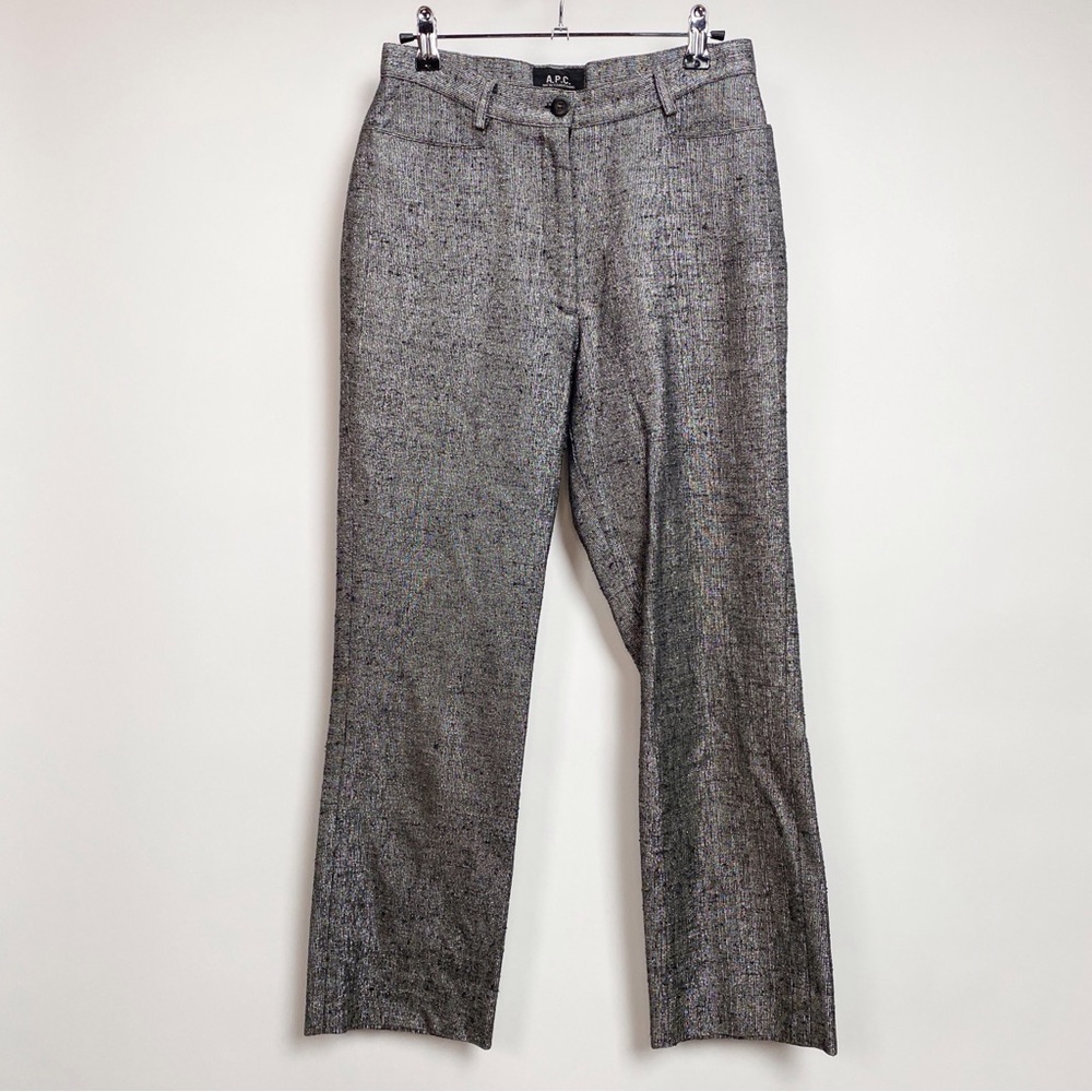 A.P.C. Women’s Silk Metallic Slab Pants Trousers Size Small Made In France